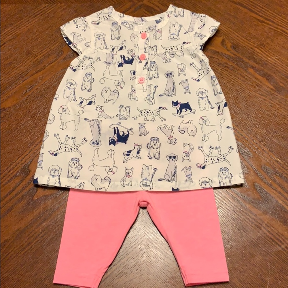 Carter’s size 6 mo dog tunic with matching capris